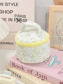 1 Peça Bolsa de Maquiagem Acolchoada com Estampa Floral Miúda, Bolsa de Maquiagem Fofa, Bolsa de Cosméticos de Viagem para Mulheres, Bolsa de Maquiagem Portátil e da Moda, Bolsa de Maquiagem de Viagem para Meninas, Bolsa de Armazenamento Multifuncional para Batom, Absorvente, Moedas, Chaves, Presilhas de Cabelo, Scrunchie etc, Bolsa de Lavagem de Grande Capacidade para Organizador de Viagem, Bolsa de Cosméticos para Viagem, Presente do Dia das Mães, Presente de Volta às Aulas, Presente de Ano Novo