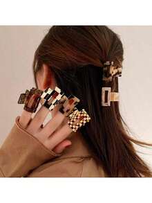 1 pezzo Fermagli per capelli delicati in acetato con stampa leopardata e a scacchi per acconciature semi-raccolte da donna, accessori per capelli, autunno, viaggio, strumenti per capelli, accessori per donna, capelli, accessori per capelli, accessori, accessori per capelli da donna, viaggio, accessori per capelli, accessori donna, accessorio per capelli, accessori per capelli da donna, strumenti per capelli, roba per capelli, bellezza, accessori