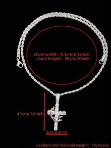 1件立方氧化锆十字架及可活动皇冠吊坠，搭配3毫米不锈钢扭链项链，男女皆宜的嘻哈朋克十字架吊坠项链，时尚优雅复古首饰，适合日常佩戴或派对，情人节礼物 - 金黃色 - 查看 11