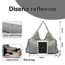 Bolsa de Gimnasia para Mujer, Bolsa de Yoga con Hebilla para Esterilla de Yoga, Bolso de Mano con Compartimento para Zapatos para Gimnasio y Viajes - Rosa - Ver 5