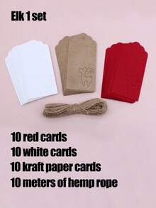 1 Set Handmade Christmas Tags With Twine, Hollowed-Out Christmas Tree, Snowflake, Deer Gift Hang Tags, Handmade Red Cards, Christmas Tree Decorations, Suitable For Halloween, Christmas, And Christmas Decor(30 Labels + 10m Twine)