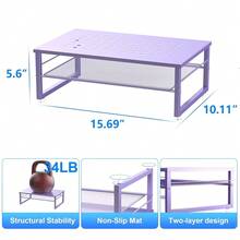 Soporte elevador de metal de 2 niveles, organizador de almacenamiento para escritorio de oficina para monitor de computadora, portátil, impresora, suministros de oficina (Morado) - Púrpura - Ver 6
