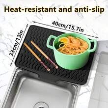 1 pieza Alfombrilla de drenaje de silicona extra grande, Alfombrilla de secado de platos para fregadero de cocina, Tabla de cortar multifuncional antideslizante, Resistente al calor, PVC y