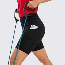 Shorts Deportivos Mujer, 2 Artículos Leggins Deportivos Cortos con Dos Bolsillos, Ajuste Ceñido para Ayudar Recoge Barriga y Lifting de Glúteos, Adecuados para Fitness, Yoga, Running y Ciclismo - G - Ver 2