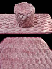 Juego de baño funda para tapa de inodoro porta rollo tapete decorativo 4 piezas wc - Rosa vieja - Ver 7