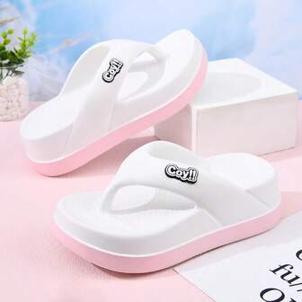 Women's Thong Sandals With Thick Sole, Elevated, Non-Slip Beach Wear, Color Block, Soft Bottom, Fashionable Platform, Suitable For Short People, Comfortable For Indoor And Outdoor, Bathroom And Home Wear