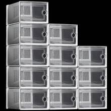 12pcs Thick Plastic Simple Shoe Rack, Transparent Dust-Proof Flip Cover Indoor Home Storage Shoe Cabinet, Large Capacity Storage Box, Multi-Functional Collapsible Shoe Cabinet, Transparent Multi-Layer Home Dust-Proof Shoe Box - Grey - View 12