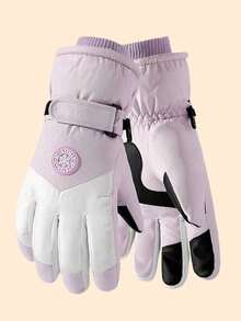 1 para damskich rękawic narciarskich, wiatroszczelne, polarowe, grube i ciepłe rękawiczki do jazdy na rowerze na świeżym powietrzu, antypoślizgowe rękawiczki z ekranem dotykowym