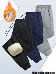 Women's Cozy Winter Lounge Pants - Soft Stretchy Thermal Lined Sweatpants For Casual Wear & Travel - Black - View 1