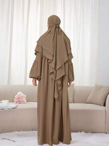 2pcs Set: Khimar Hijab Prayer Headscarf + Loose Comfortable Abaya Muslim Clothing, Suitable For Women's Daily Wear And Prayer, All Season For Dress - Multicolor - View 15