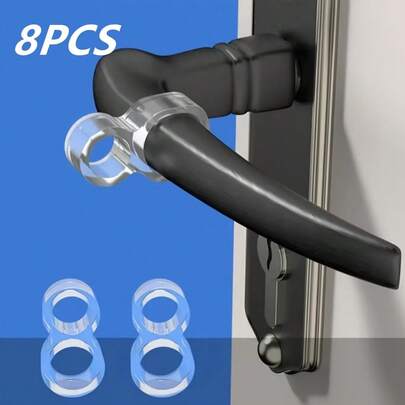 8-Pack Transparent PVC Door Stopper - 8-Shaped Rubber Bumper Guards For Door Handles, Anti-Collision Door Protectors Insulation,Galentines,Puppy,Carnival,Party Decorations,Cute Stuff