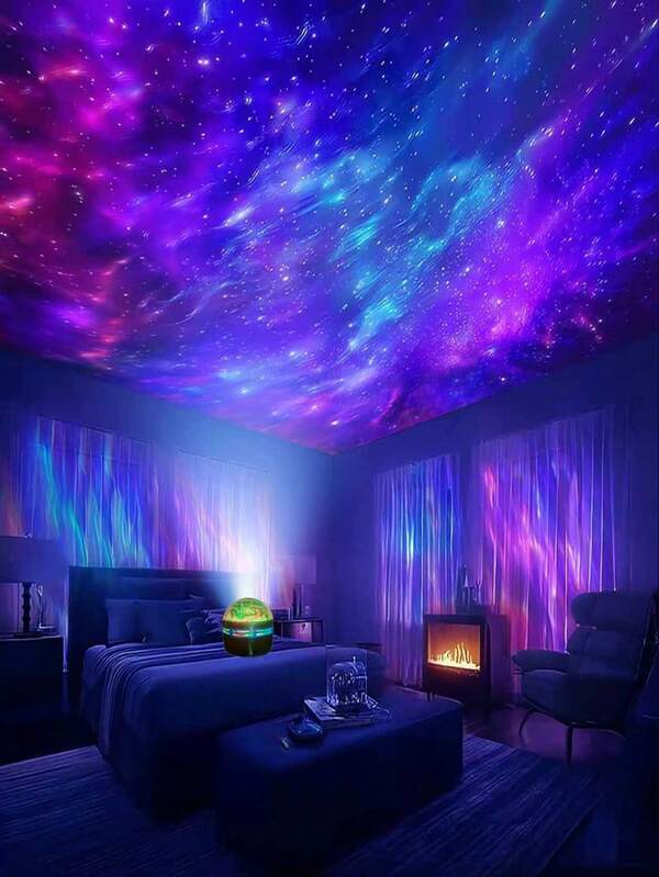مصباح سماء مليئة بالنجوم يعمل بالطاقة من خلال USB، له خصائص قابلة للتعديل لتأثيرات درب التبانة والضباب، يعرض أنماط أوروراوضباب متدفقة على الجدران، مناسب لديكور غرفة نوم/دراسة المراهقين، سهل التشغيل
