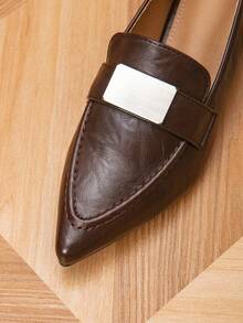 Mocassins pour femmes, mocassins plats à boucle carrée, chaussures plates pour femmes, chaussures plates confortables et sexy pour l'extérieur, chaussures pour femmes - Marron fonçé - Voir 7