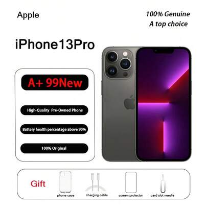 Apple A+，二手苹果兼容iPhone 13Pro，原装正品全新（99%新）；手机，电话，赠送膜壳保护套