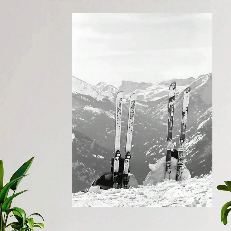 Framed Vintage Apres Ski Photo Print, Black And White, Vintage Ski Art, Ski Home Decor, Antique Ski, Ski Lodge Wall Decor, Ski Poster, Wall Art Decor. Idea Gift For New Year, Thanksgiving Day, Christmas, For Room Decor, Kitchen Decor, Living Room Painting, Halloween Decor, Bathroom Decor, Home Decor, Wall Decor, Bedroom Decor. - In ngẫu nhiên - Xem 1