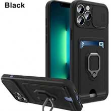 Funda multifuncional con soporte para tarjetas compatible con iPhone 17 Pro Max, con ranuras para tarjetas, ventana deslizante para lente y protección anti-golpes. Compatible con iPhone, teléfonos Android. Regalo para cumpleaños, familia y amigos. Agarre de teléfono con función de empujar y tirar, soporte para teléfono.