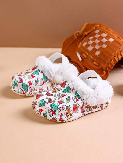 1 Paio di pantofole invernali comode e termiche da ragazza, con motivi di Babbo Natale e renne, adatte per l'inverno