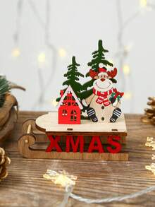 1/3件套驯鹿圣诞装饰品，木制雪橇摆件，圣诞派对装饰品，家居橱柜装饰（需自行组装） - 彩色 - 查看 6