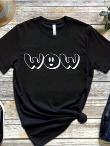 Wow Printed Comfortable T-Shirt - Washable Graphic Casual Soft Stuff Tee - Round Neck Summer Custom Tees - Stylish Cotton T-Shirts - 款式14 - 查看 1