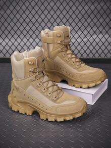 Men's Autumn/Winter British Style High-Top Casual Boots, Thick Sole, Suitable For Leisure, Outdoor, Daily Commute, Work, Travel, 39-47 Plus Size, Suede Leather, Lace-Up, Zipper, Casual Sports Shoes, Flat Work Boots - Multicolor - View 24