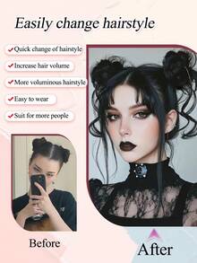 Neat Front Fringe Straight Bangs Clip In Hair Bangs Hair Extensions Bang With Layered Two Long Sides Straight Side Bang Black Brown Hairpieces For Women 1PC - Multicolor - View 3