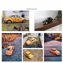 1件仿真1：32合金老爷车模型玩具摩托车摆件回力车模型玩具节日礼物合金甲壳虫造型复古汽车模型车门可打开汽车摆件