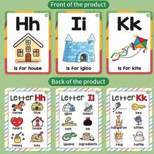 Tarjetas de aprendizaje de fonética y ortografía del alfabeto inglés: 27 tarjetas para aprender la pronunciación de las letras individuales en inglés. - Blanco - Ver 3