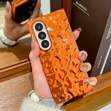 1pc Women's Foldable Phone Case With Flower Stand & Lanyard, Orange Shell, Fashionable & Popular New Model, Lightweight Protective Cover Compatible With Samsung Galaxy Z Fold 7, Galaxy Z Fold 6, Galaxy Z Fold 5 & Galaxy Z Flip7, Galaxy Z Flip6, Galaxy Z Flip5 - trái cam - Xem 29