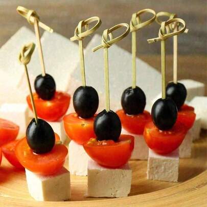 200pcs/Pack Decorative Bamboo Skewers, High-Quality Carved Flower Design, Suitable For Burgers, Fruits, Dishes, Parties, Weddings, Gifts, Healthy Alternative To Hand-Holding Food