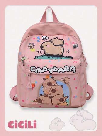 1 Pc Large-Capcity Cute Capybara Pattern School Bags.Travel Accessories And Travel Essentials.Lively Student Bag With Multi Pockets.Fashionable School Bag.Practical Handbag .Personalized Lightweight School Backpack.Portable Backpack With Multi Compartments