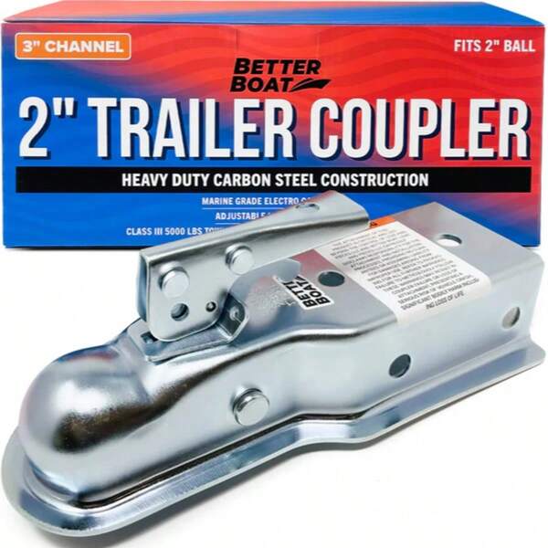 Trailer Coupler 2 Inch Ball Marine Grade, Class II, Straight Tongue, Boat Parts And Trailer Accessories