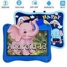 4GB RAM + 64GB ROM / Tableta de 7 pulgadas / Procesador Quad-Core 1.3GHz / Android 13 / Pantalla IPS HD 1280x800 / Cámara 2MP+5MP / Batería 4000mAh / WiFi, Control Parental, Educación, Juegos / Plástico ABS + Silicona, Tableta Educativa (Incluye: Caja de Empaque, Cable de Datos, Manual, OTG, Aguja para Tarjeta SIM)