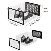 12pcs Thick Plastic Simple Shoe Rack, Transparent Dust-Proof Flip Cover Indoor Home Storage Shoe Cabinet, Large Capacity Storage Box, Multi-Functional Collapsible Shoe Cabinet, Transparent Multi-Layer Home Dust-Proof Shoe Box - Grey - View 4