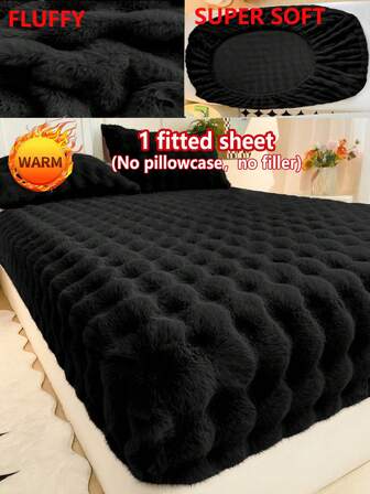 1 st tjockt dra-på-lakan i fuskkaninpäls, madrassskydd, (inget örngott, inget örngott) blommönster dra-på-lakan, plyschigt, varmt vid beröring, skrynkelfritt, avtagbart och maskintvättbart, twin-/full-/queen-size - perfekt för sovrum och gästrum