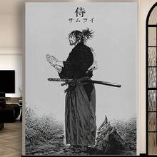 Framed  Anime Japanese Vagabond Art Poster Manga Samurai Posters Musashi Picture Black And White Ancient Painting Art Poster For Room Aesthetic And Decor Poster For Bedroom Living Room Office Decor - 框架 - 查看 1