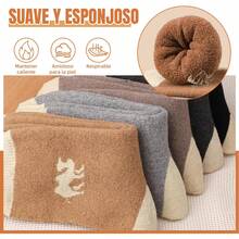 Calcetines térmicos de invierno-5 Pcs,Calcetines de lana para mujeres/hombres,Calcetines de peluche suaves y cálidos engrosados para mujeres,Patrón de camello - 1 - Ver 3