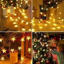 1 pieza Luces de cadena de 10/20/40/80 LED, luces de hadas y estrellas alimentadas por batería para dormitorio, fiesta, boda, festival, Año Nuevo, jardín, habitación de niños, carpa, ático, balcón, decoración interior