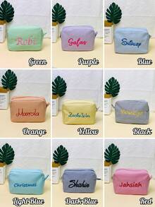 个性化刺绣薄纱化妆包,伴娘礼物,新娘派对礼物,送给她的礼物,定制洗漱包,化妆包,带名字的个性化化妆包,定制化妆品收纳包,字母组合化妆包,伴娘礼盒,旅行收纳包 - 彩色 - 查看 12