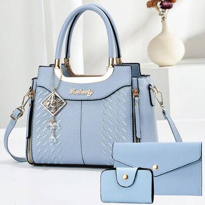 3 件套女士手提包，优雅女士手提包，带流苏吊坠，时尚百搭单肩包和斜挎包，适合母亲节、情人节、圣诞节礼物