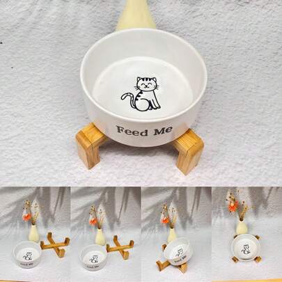 Ceramic Raised Cat Bowl With Neck Support, Pet Food Bowl, Anti-Spill Dog Bowl, Cat Feeding & Water Bowl