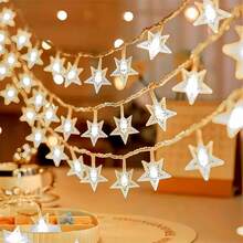 1 pieza Luces de cadena de 10/20/40/80 LED, luces de hadas y estrellas alimentadas por batería para dormitorio, fiesta, boda, festival, Año Nuevo, jardín, habitación de niños, carpa, ático, balcón, decoración interior