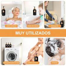 CAVIGLTE 3PCS Dispensador de Jabon Baño, 500ML Dispensador de Jabon,Despachador deón Líquido con 3 Etiquetas de Madera para Cocina,Baño - 1 - Ver 4