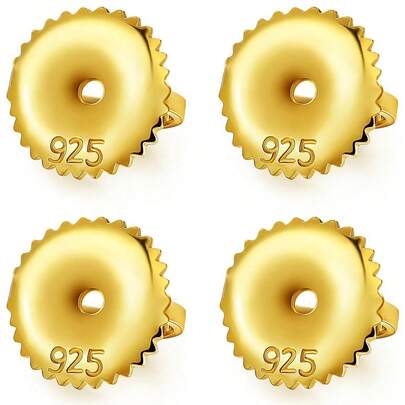 2-Pairs Gold Screw Earring Backs Fit For Threaded Post .032inch/20 Gauge, 14K Gold Plated Sterling Silver Screw On Earring Backs Replacements For Diamond Earring Studs, Hypoallergenic Secure{Inchcolor_nameinch:InchGold2Pairsinch}