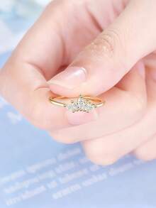 1個採用14K鍍金S925純銀制作的戒指，極簡日式風格 - 金色 - 查看 14