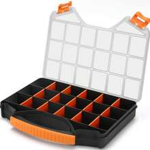 Hardware Organizer Box With Dividers - 18 Compartments Small Parts Organizer With Accessible Hinged Lid - Plastic Screw Organizer Store Nuts, Bolts, Screws, Nails, & Small Hardware