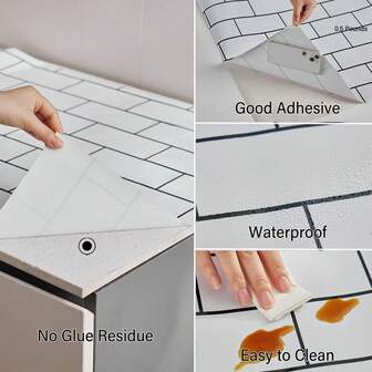 1롤 자가 점착식 주방 벽 스티커, 방수, 방유, 내열, 가정 장식 벽지, 벗겨내고 붙이기 쉽고, 청소하고 자르기 쉽고, 거실, 침실, 욕실 및 기숙사 개조에 적합