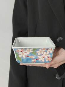 日式花卉陶瓷方碗套装 - 手绘樱花图案，适合盛放食物、装饰和馈赠 | 可叠放的瓷碗，适用于寿司、甜点、小吃 | 独特的家居厨房餐具 - 彩色 - 查看 14