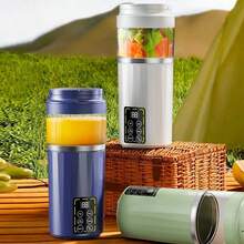 USB Rechargeable Portable Cordless Blender And Smoothie Maker - Easy To Clean, Great For Milkshakes, Smoothies And Fresh Fruit Drinks - With Digital Display, Ideal For Home, Office, Travel Outdoor, 460ml Mini Smoothie Blender, Waterproof Design - Multicolor - View 2