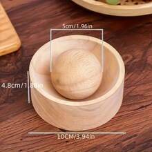 1 Prensa de masa para empanadillas de madera con bola rodante - Herramienta manual de cocina para hacer empanadillas perfectamente redondas sin electricidad, prensa de empanadillas de madera duradera para empanadillas caseras, fabricante de empanadillas, suministros para hacer empanadillas, diseño ergonómico, acabado de madera natural, almacenamiento de huevos, estante para huevos
