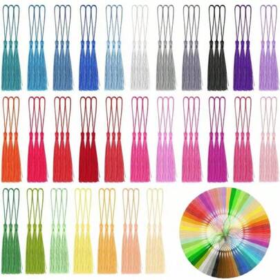100pcs 13cm/5 Inch Bookmarks Tassels For Crafts, Keychains, Graduation Cap, Jewelry Making, DIY Wedding Decoration, Gift Tags DIY Craft Project, Multicolor, Tassel Fringe Trim, Tassel Fringe Decoration,Tassel Fringe Nude, Tassel Fringe Earrings
